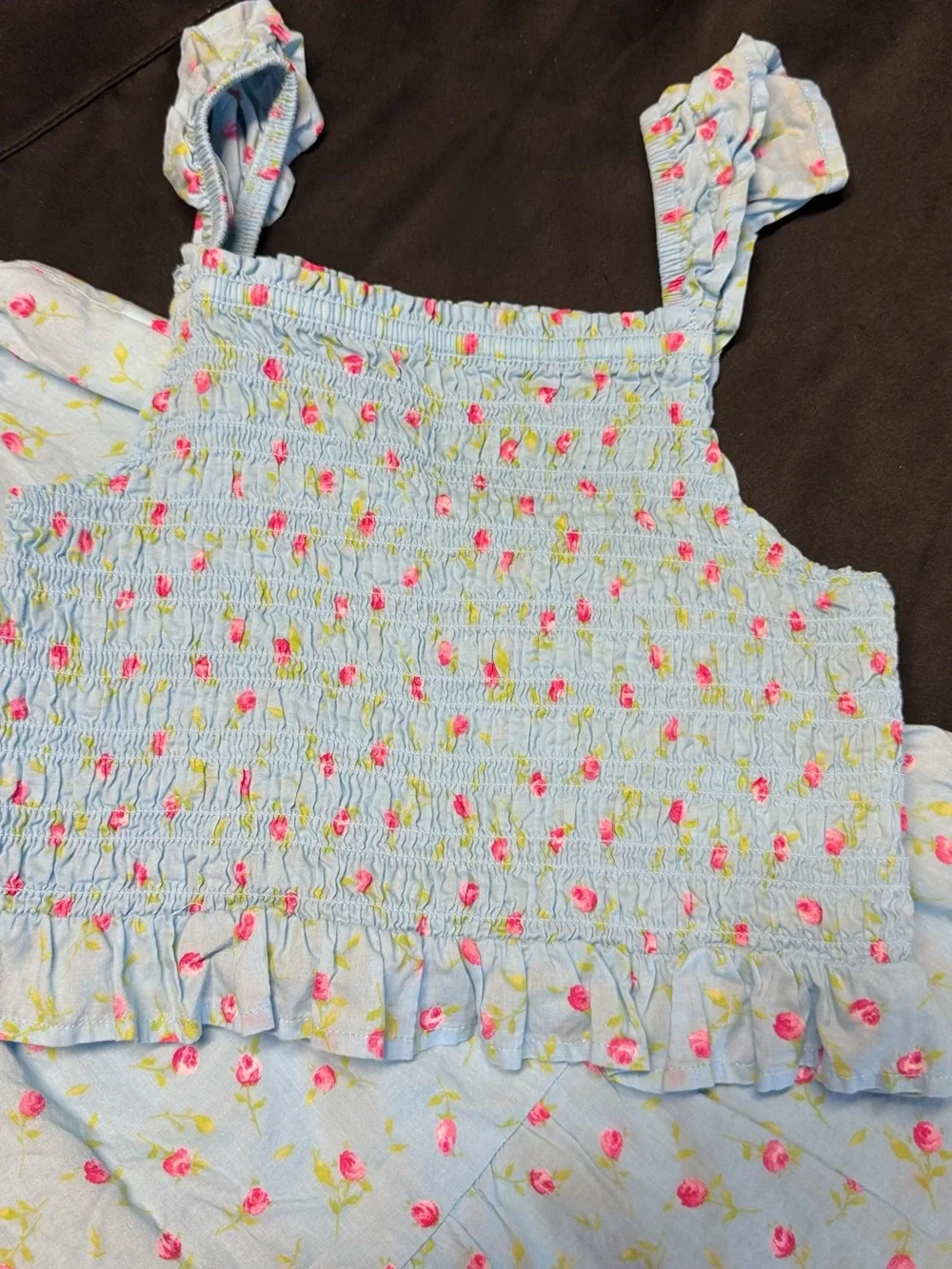 The Children's Place Light Blue Floral Smocked Tank & Tiered Skirt Set - Picture 2 of 4